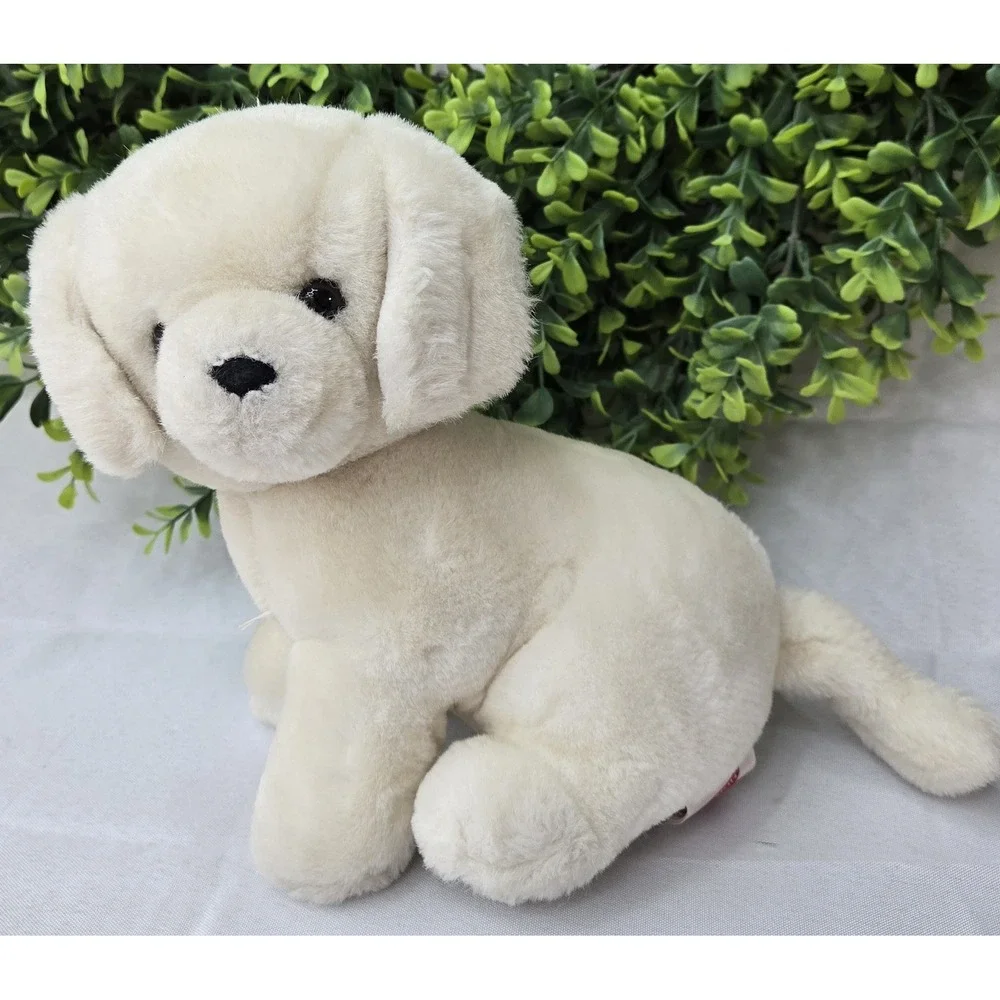 Vintage 1988 Dakin White Cream Puppy Dog Plush Seated Labrador Retriever 1980s